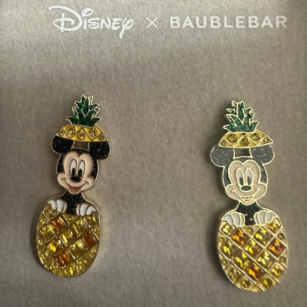 BaubleBar Disney Pineapple Earrings with Yellow and Green